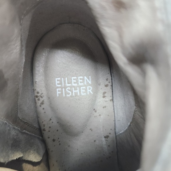 Eileen Fisher Zest Metallic Gray Beige Leather Wedge Ankle Booties Size 6 Zipper - Picture 9 of 9